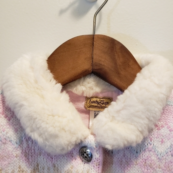 Baby Gap Pastel Fair Isle Button Up Sweater Pink - Picture 6 of 16